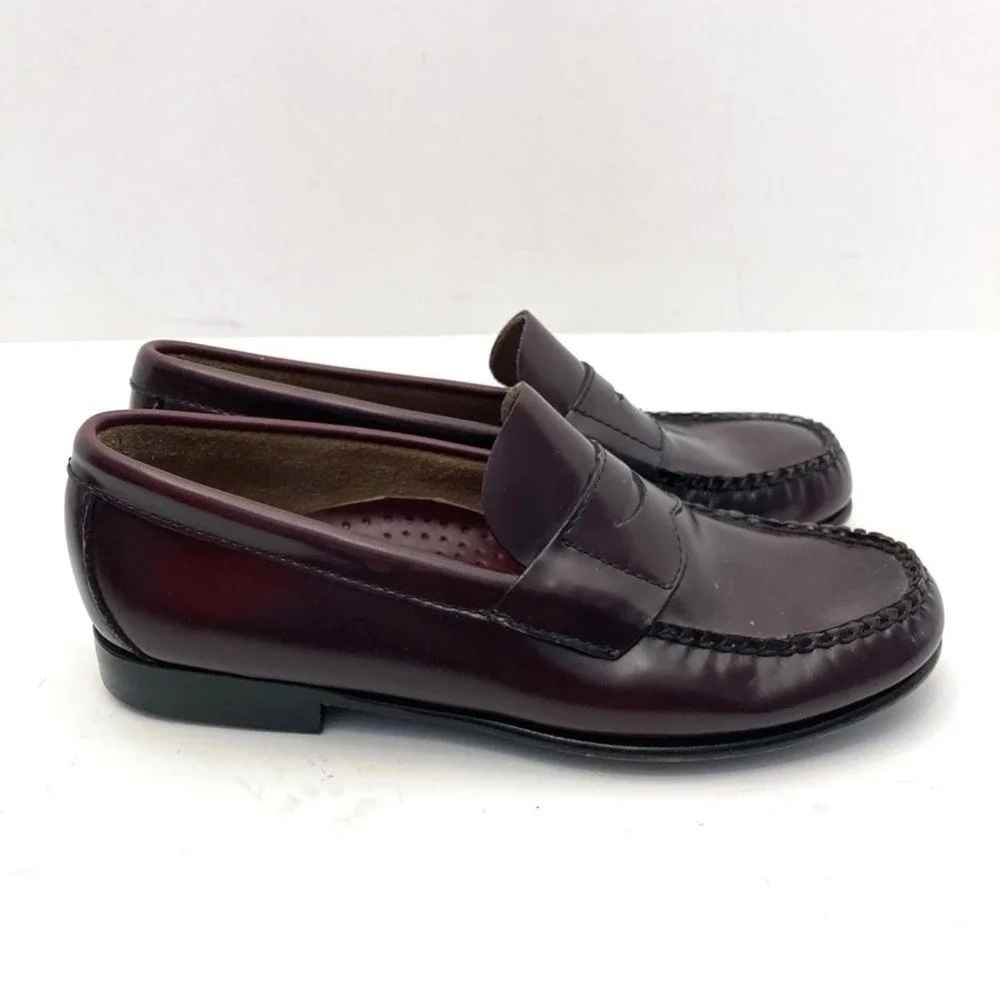 Brooks Brothers Unisex Youth Sz 1 Cordovan Burgundy Leather Penny Loafers
